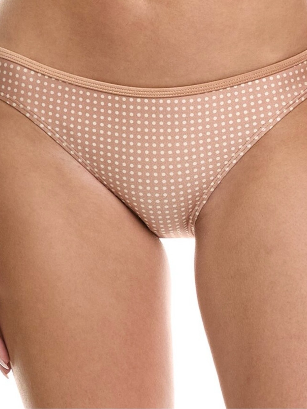 SOLID & STRIPED Nude and White Polka Dot Bikini Bottom
